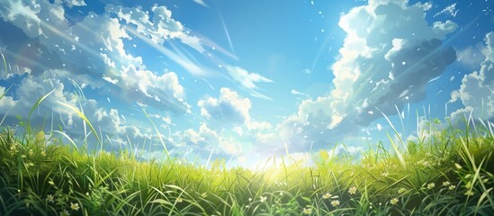 Fototapete - Product or ad can be placed freely on a nature themed sky background with provided copy space image
