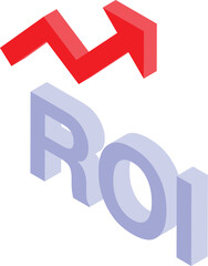 Poster - 3d roi lettering with a red arrow pointing up