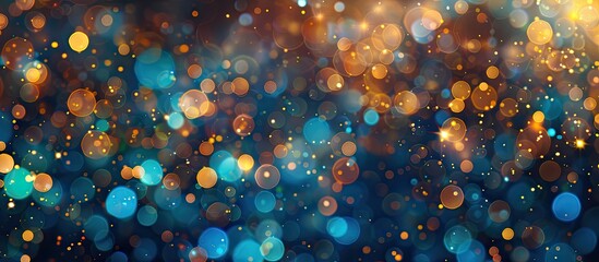 Fototapete - Defocused glittery lights make an abstract bokeh background perfect for Christmas New Year and parties with a pattern concept for a banner with copy space image