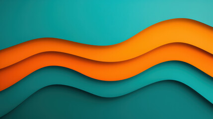 Poster - Abstract wavy background in vibrant orange and teal colors, representing modern fluid design and artistic creativity for versatile and contemporary use.