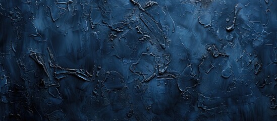 Poster - Dark blue stucco wall background with an abstract grunge decor perfect for copy space image