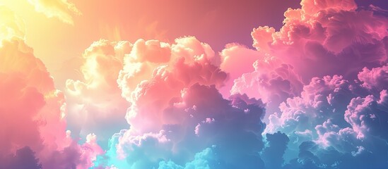 Poster - Clouds casting various colored shadows with a blank area for inspirational or themed text in the image. copy space available