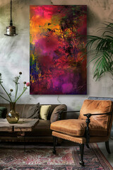 Poster - An abstract painting of some boho colorful shapes