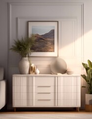 Wall Mural - featuring 3d interior mockup commode decor home tasteful render room technology background living made armchair art beige blank business canvas chair colours concept