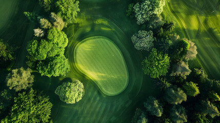 Poster - perfectly manicured golf course shot overhead