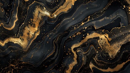 luxurious black and gold abstract marble texture with glittering metallic accents for elegant and so