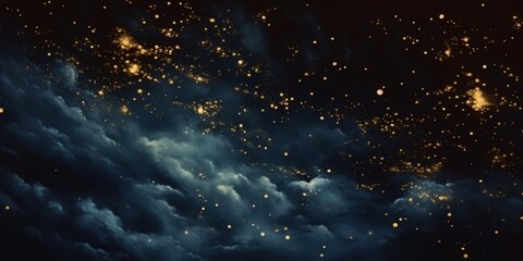 Wall Mural - Starry Night Sky with Clouds