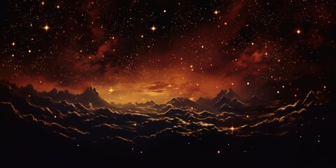 Wall Mural - starry night above mountainous landscape