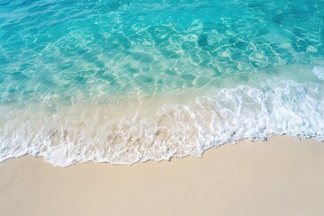 Wall Mural - White Beach Sand. Beautiful Turquoise Sea in Exotic Island Landscape