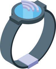 Poster - Smart watch showing wifi signal on blue screen, symbol of modern technology and connection