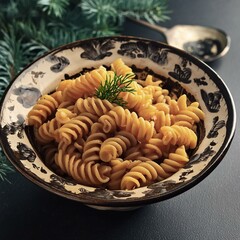 Wall Mural - bowl of pasta in decorative bowl