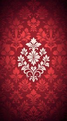 Red damask pattern background with a subtle gradient of light to dark burgundy for an elegant and classic look