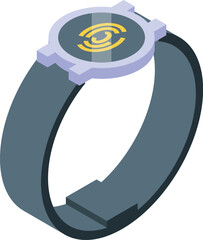 Poster - Smartwatch showing fingerprint for security access control isometric icon