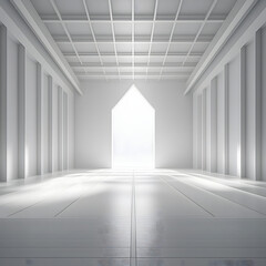 Poster -  Empty Light White Room- A minimalist depiction of an empty room bathed in light, evoking a _1(145)