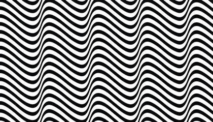 Aufkleber - Curve wave stripe line pattern. abstract stripes black and white optical art wave line background