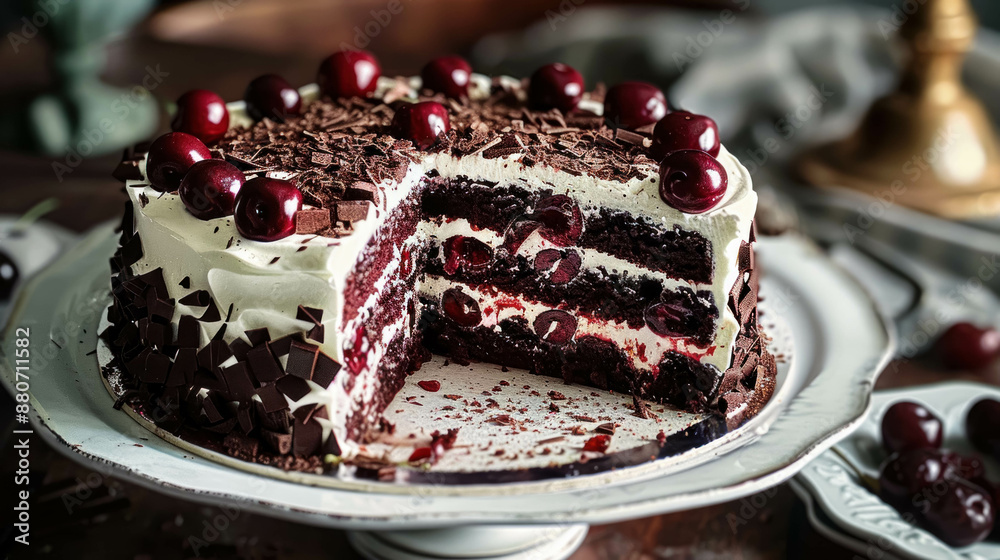 Schwarzwälder Kirschtorte, A Traditional German Black Forest Cake With ...