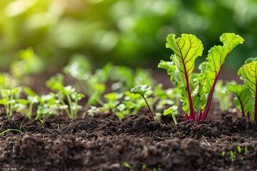 Wall Mural - close up of beets in soil