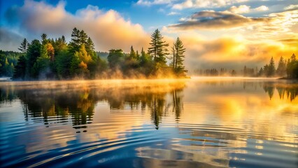 Wall Mural - Sea ripple water with morning fog