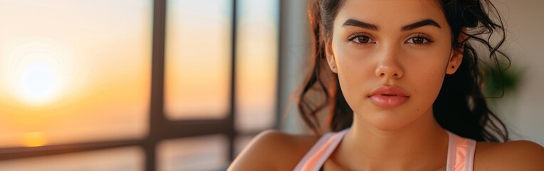 Wall Mural - Fit and Fabulous: Young Woman in Sportswear Cycling at the Gym