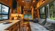 © sornram - Cozy and stylish tiny home on wheels with modern interiors set in a scenic forest location. Perfect for adventure and travel enthusiasts.