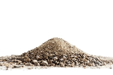 Poster - A pile of gravel sits on top of a white surface, providing a simple and textured backdrop