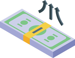 Poster - Stack of banknotes is increasing its value, symbolizing financial growth and investment success