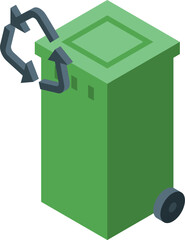 Poster - Green recycle bin with recycling symbol promoting environmental awareness and waste sorting for a sustainable future