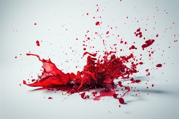 Poster - A close-up shot of red liquid splashing onto a white surface, creating a dynamic and visually appealing effect