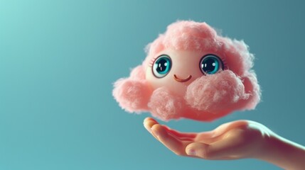 Sticker - A person holding a pink cloud in their hand