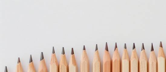 Poster - White wooden pencil displayed on a white backdrop with copy space image