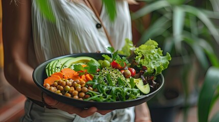 Wholesome Vegetarian Supper with Vibrant Salad and Superfood Ingredients