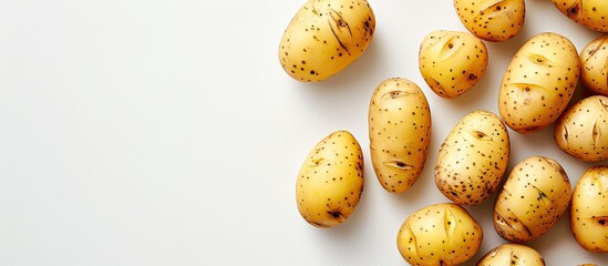 Aufkleber - Freshly harvested potato displayed on a white background with plenty of space for text or other elements in the image known as a copy space image