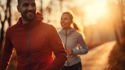 Wall Mural - Jogging on the road in the morning.