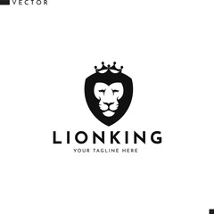 Poster - Lion with crown logo. Wild animal