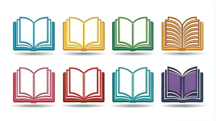 Wall Mural - Book icons set, logo isolated on white background, vector illustration.