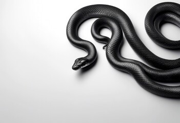 Wall Mural - snake olated scale 3d topview reptile view background black white fantasy top skin crawling illustra
