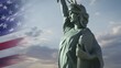 © Framestock - 3D motion graphics of The Statue of Liberty with inscription of 2024 Presidential Election in the United States and waving American flag animation in the background. Democracy and patriotism concept.