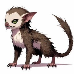 Wall Mural - ai generated illustration of a brown whimsical fantasy monster with long fangs and claws