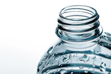 Wall Mural - A close-up shot of a water bottle with water droplets on its surface