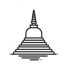 Fototapete - AI Generate of Simple design of One Line Icon Depicting of Buddha's Stupa, Isolated in White