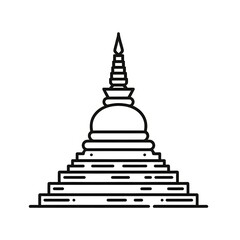 Fototapete - AI Generate of Simple design of One Line Icon Depicting of Buddha's Stupa, Isolated in White