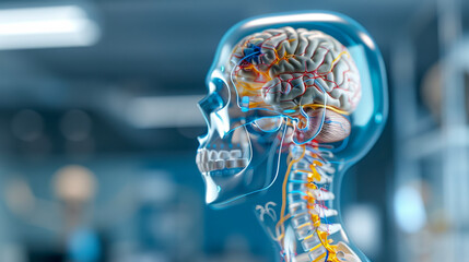 Human Skull with Brain Anatomy Model