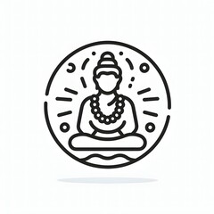 Fototapete - AI Generate of Simple design of One Line Icon Depicting of Buddha's Statue, Rupang Buddha, Isolated in White