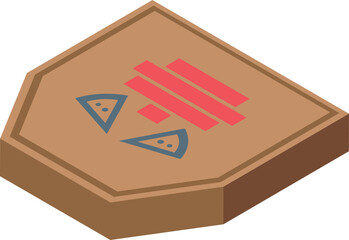 Poster - Closed octagon cardboard pizza box with isometric view is ready for delivery