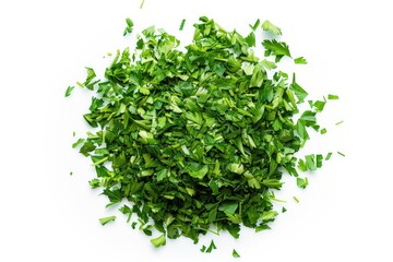 Poster - A pile of fresh parsley on a clean white surface, great for food photography and styling