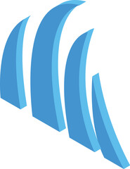 Poster - Abstract blue shape rising upwards in a modern isometric 3d style