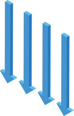 Poster - 3d illustration of four blue arrows pointing down representing a negative trend