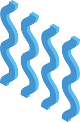 Poster - Abstract representation of growth with four blue wavy shapes ascending isometrically