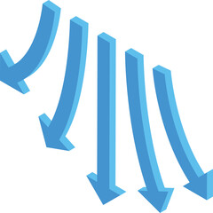 Poster - Several blue arrows are pointing down, representing a decrease or negative trend