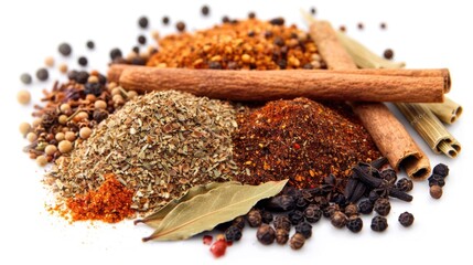 Poster - A pile of spices with two cinnamon sticks nearby, great for cooking or decoration